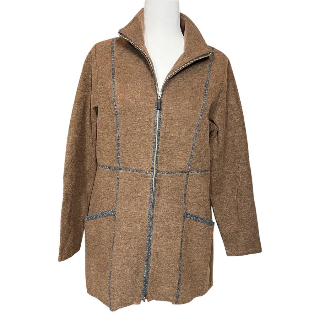 Habitat Full Zip Jacket/Sweater Women's S Brown Lagenlook Minimalist Classic